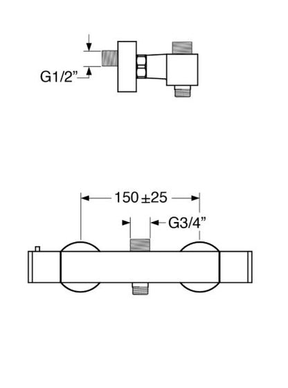 Termostatico – Miscelatore termostatico esterno doccia quadrato doppia uscita
