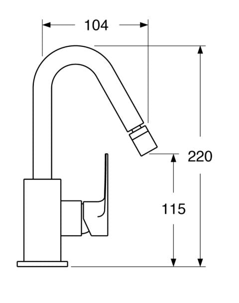 Line - Monocomando bidet leva laterale senza scarico