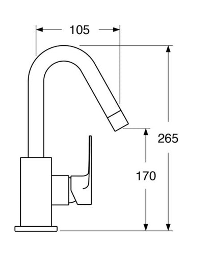 Line - Monocomando lavabo leva laterale con scarico a pressione