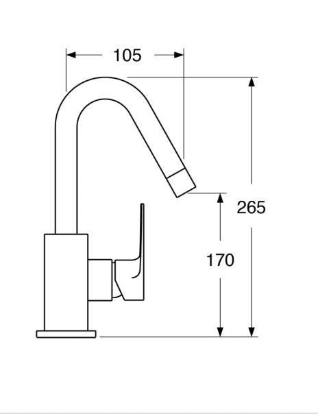 Line - Monocomando lavabo leva laterale senza scarico