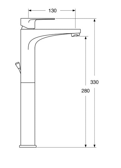 Line - Monocomando lavabo prolungato con scarico
