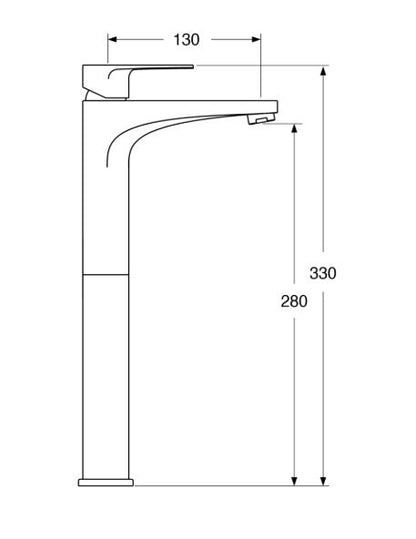 Line - Monocomando lavabo prolungato senza scarico