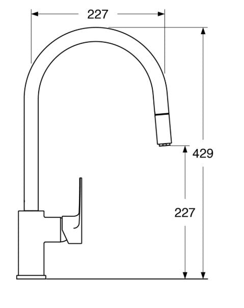 Line - Monocomando lavello doccia estraibile "pull-down" con varie rifiniture