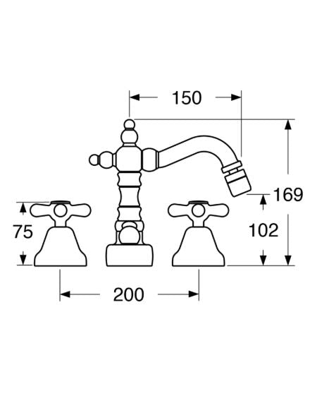 Maya - Batteria bidet decò con scarico e varie rifiniture