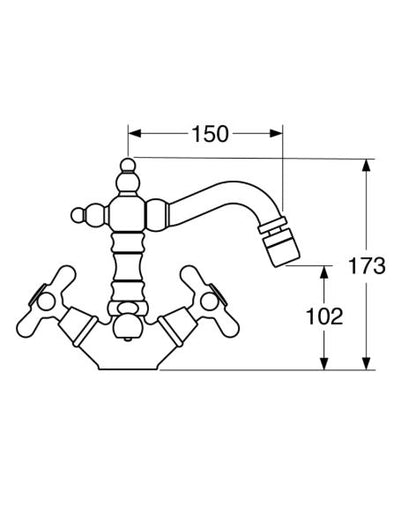 Maya - Monoforo bidet decò con scarico e varie rifiniture