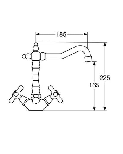 Maya - Monoforo lavabo decò con scarico e varie rifiniture