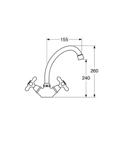 Maya - Monoforo lavello canna Jota con varie rifiniture