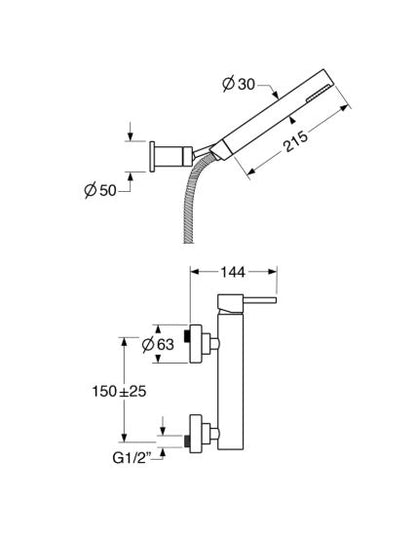 Micron - Monocomando doccia esterno con duplex e varie rifiniture