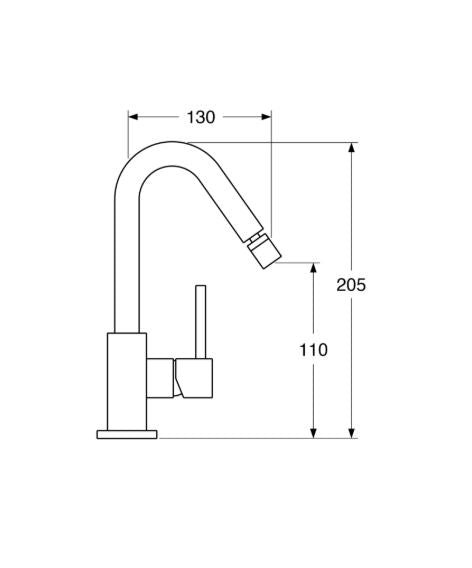 Quarzo - Monocomando bidet leva laterale con scarico a pressione