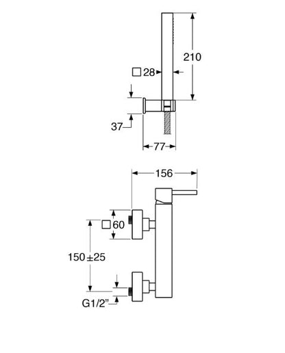 Quarzo - Monocomando doccia esterno con duplex