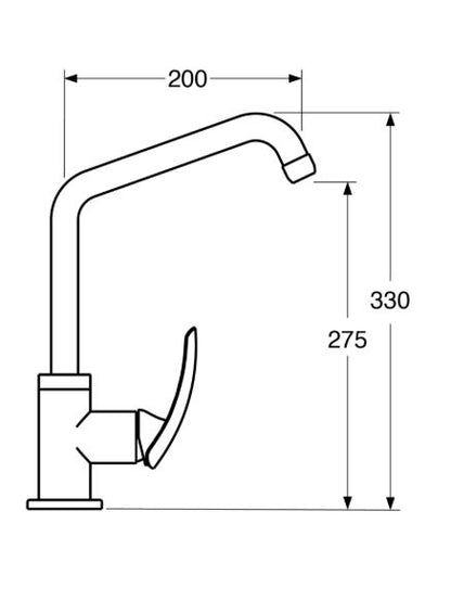 Smart - Monocomando lavello leva laterale canna a "L"