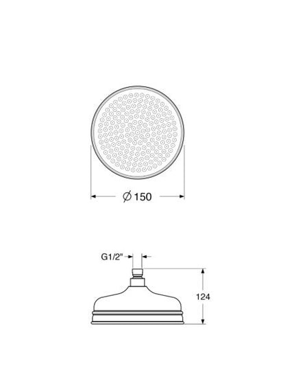 Shower & Wellness - Soffione vecchio stile in ottone di Ø150mm con varie rifiniture