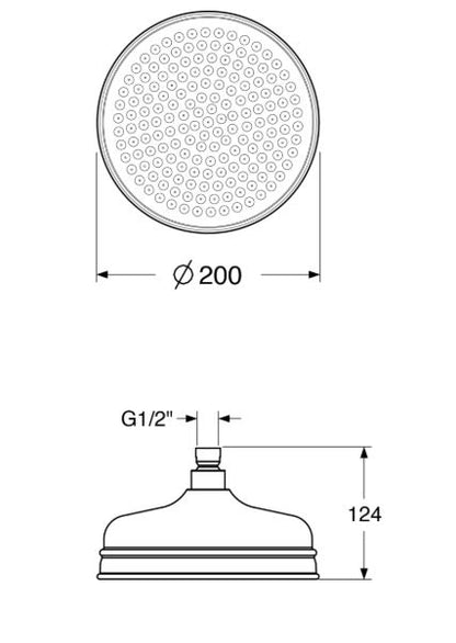 Shower & Wellness - Soffione vecchio stile in ottone da Ø200 mm con varie rifiniture