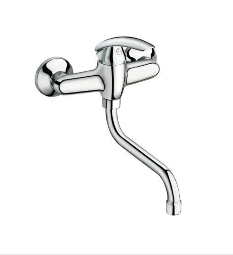 Smart - Monocomando lavello a muro con canna a "S" da 18cm