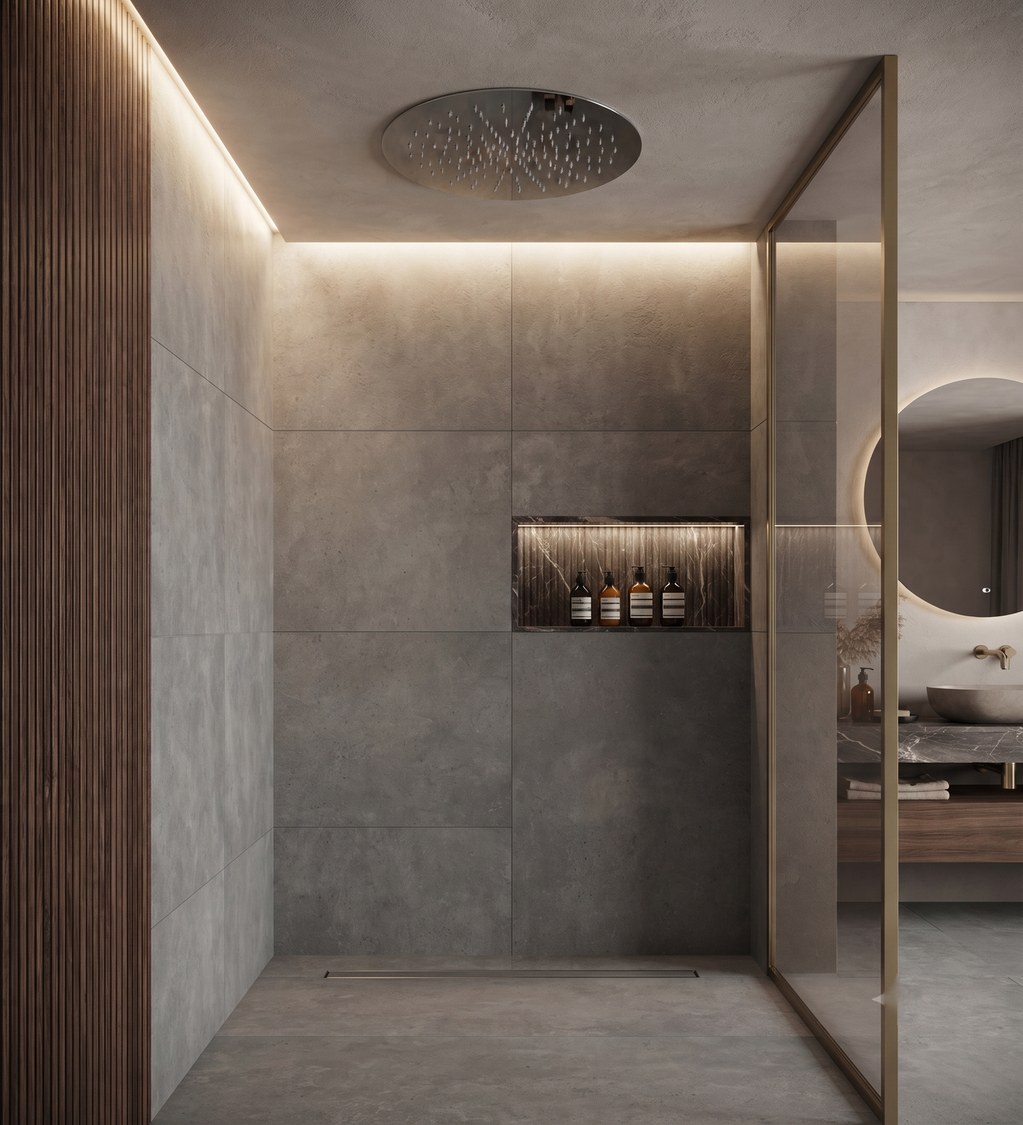 Shower & Wellness - Soffione a soffitto ispezionabile Skyplanet tondo di diametro Ø440, sistema di montaggio con molle aisi 316