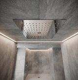 Shower & Wellness - Soffione a soffitto ispezionabile Skyplanet laminar quadro 440x440, pioggia, getto laminare, sistema di montaggio con molle