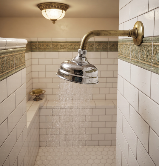 Shower & Wellness - Soffione vecchio stile in ottone di Ø150mm con varie rifiniture
