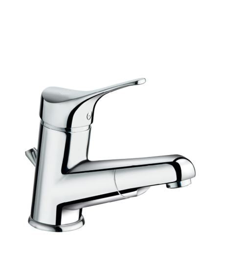 Trend - Monocomando lavabo con scarico e doccia estraibile