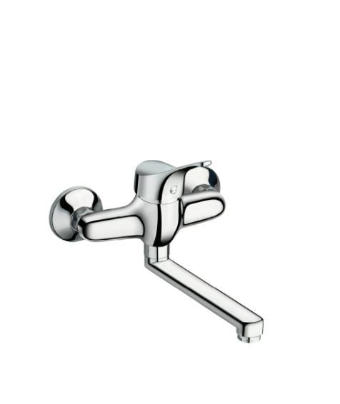 Trend - Monocomando lavello a muro con canna piatta da 17cm