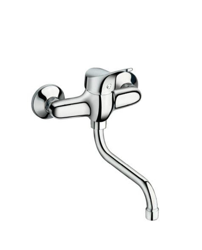 Trend - Monocomando lavello a muro con canna a "S" da 18cm