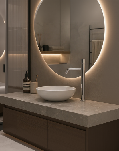 Amalia – Monocomando lavabo prolungato con scarico a pressione e varie rifiniture