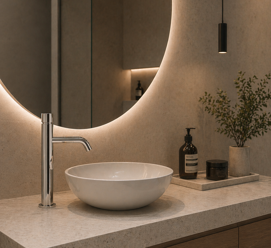 Amalia – Monocomando lavabo prolungato senza scarico e varie rifiniture