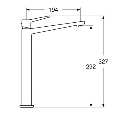 Rubino – Monocomando lavabo prolungato con varie rifiniture senza scarico